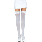 LEG AVENUE - NYLON THIGH HIGHS WITH BOW WHITE / WHITE - Amore24
