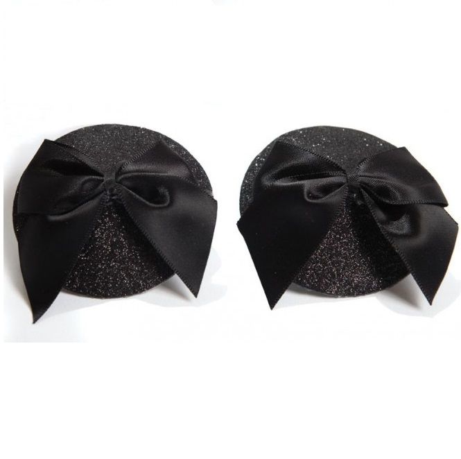 BIJOUX - BURLESQUE SHINY NIPPLE COVERS WITH BOW - Amore24