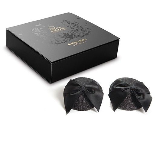 BIJOUX - BURLESQUE SHINY NIPPLE COVERS WITH BOW - Amore24