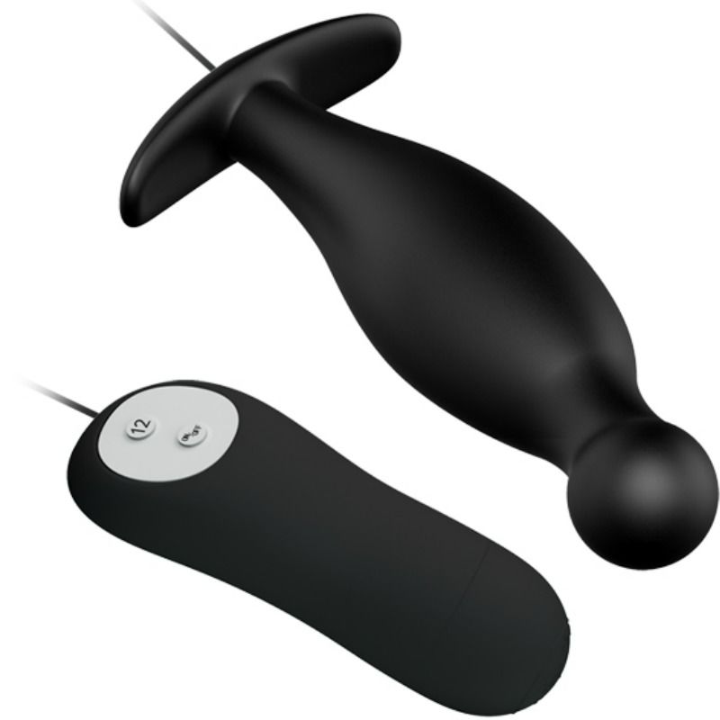 PRETTY LOVE - SILICONE ANAL PLUG 12 VIBRATION MODES BLACK - Amore24
