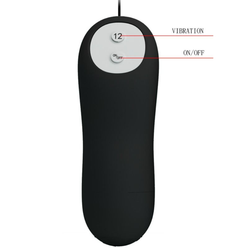 PRETTY LOVE - SILICONE ANAL PLUG 12 VIBRATION MODES BLACK - Amore24