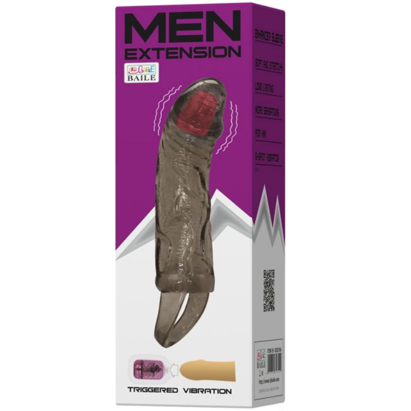 BAILE - PENIS EXTENDER SHEATH WITH VIBRATION AND STRAP FOR TESTICLES 13.5 CM - Amore24