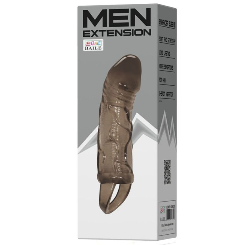 BAILE - PENIS EXTENDER COVER WITH STRAP FOR TESTICLES BLACK 13.5 CM - Amore24