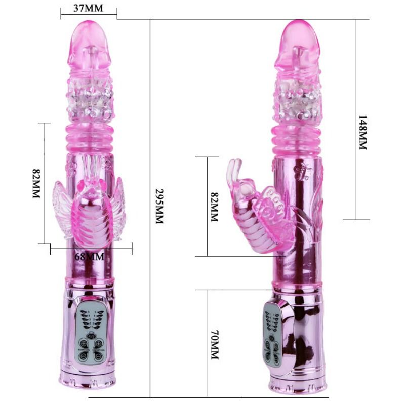 BAILE - RECHARGEABLE VIBRATOR WITH ROTATION AND THROBBING BUTTERF STIMULATOR - Amore24