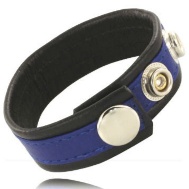 LEATHER BODY - ADJUSTABLE LEATHER STRAP FOR PENIS BLUE-BLACK - Amore24