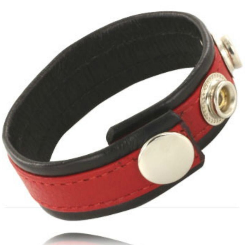 LEATHER BODY - ADJUSTABLE LEATHER STRAP FOR PENIS RED-BLACK - Amore24