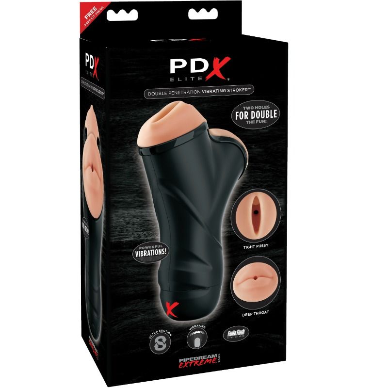 PDX ELITE - DOUBLE PENETRATION VIBRATING STROKER - Amore24