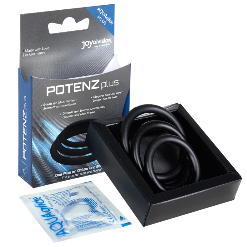 JOYDIVISION POTENZDUO - PLUS 3 BLACK RINGS SET - S, M, L - Amore24