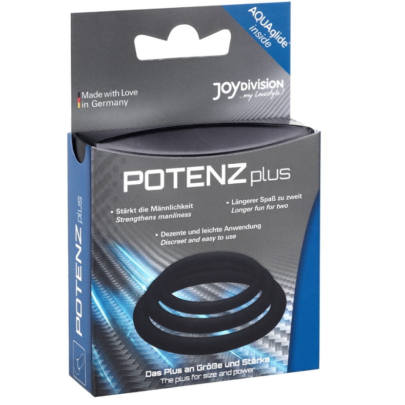 JOYDIVISION POTENZDUO - PLUS 3 BLACK RINGS SET - S, M, L - Amore24
