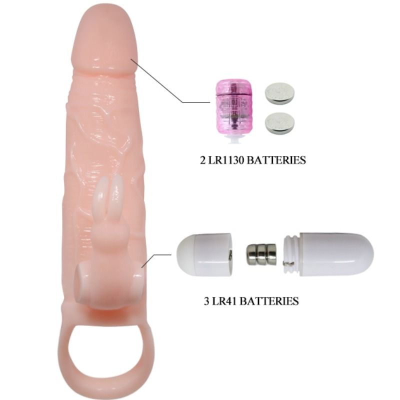 BAILE - BRAVE MAN PENIS COVER WITH RABBIT AND DOUBLE ENGINE FLESH 16.5 CM - Amore24