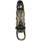 BAILE - BRAVE MAN PENIS COVER WITH CLIT AND ANAL STIMULATION DOUBLE BULLET BLACK 16.5 CM - Amore24