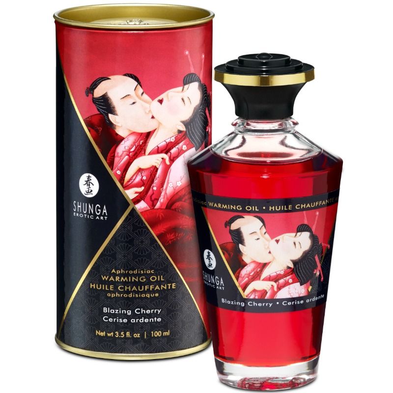 SHUNGA - HEAT EFFECT MASSAGE OIL INTENSE CHERRY FLAVOR 100 ML - Amore24