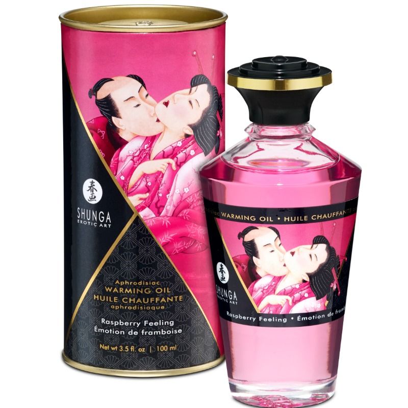 SHUNGA - HEAT EFFECT MASSAGE OIL INTENSE RASPBERRY FLAVOR 100 ML - Amore24
