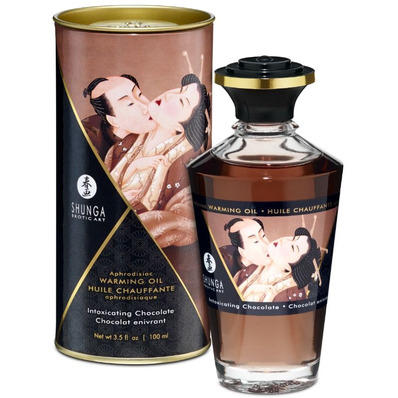 SHUNGA - MASSAGE OIL WITH HEAT EFFECT INTENSE CHOCOLATE FLAVOR 100 ML - Amore24