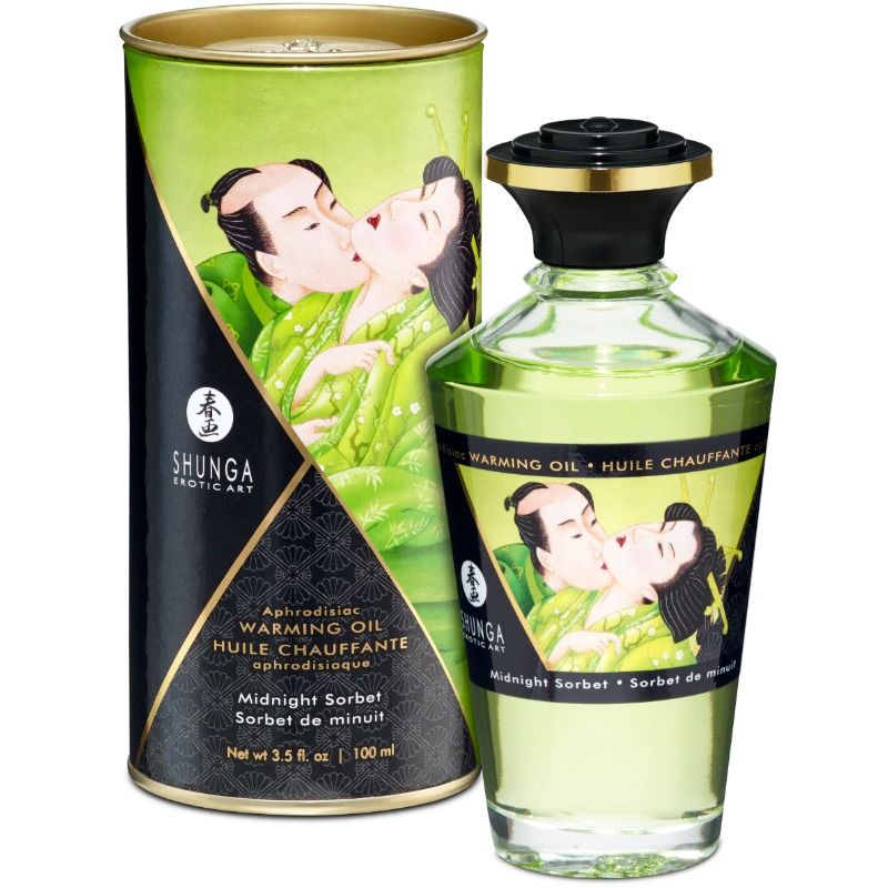 SHUNGA - MASSAGE OIL WITH HEAT EFFECT MIDNIGHT SORBT FLAVOR 100 ML - Amore24