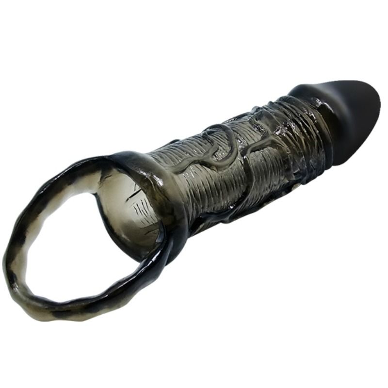 BAILE - PENIS EXTENDER COVER WITH STRAP FOR TESTICLES BLACK 13.5 CM - Amore24