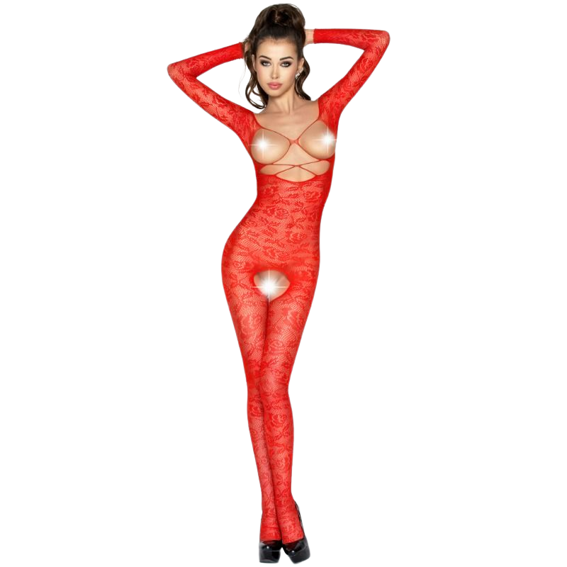 PASSION - WOMAN BS031 RED BODYSTOCKING ONE SIZE - Amore24