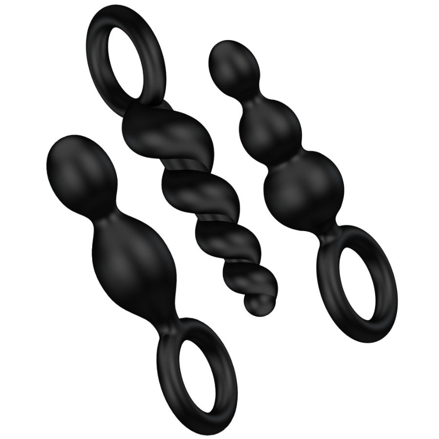 SATISFYER - ANAL PLUGS SET 3 PCS BLACK - Amore24