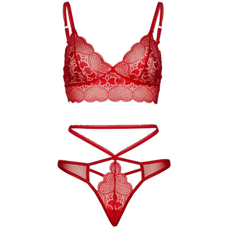 LEG AVENUE - 2 PIECES SET LACE BRALETTE AND THONG M/L - Amore24