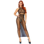 LEG AVENUE - HALTER DUAL NET BACKLESS DRESS - Amore24