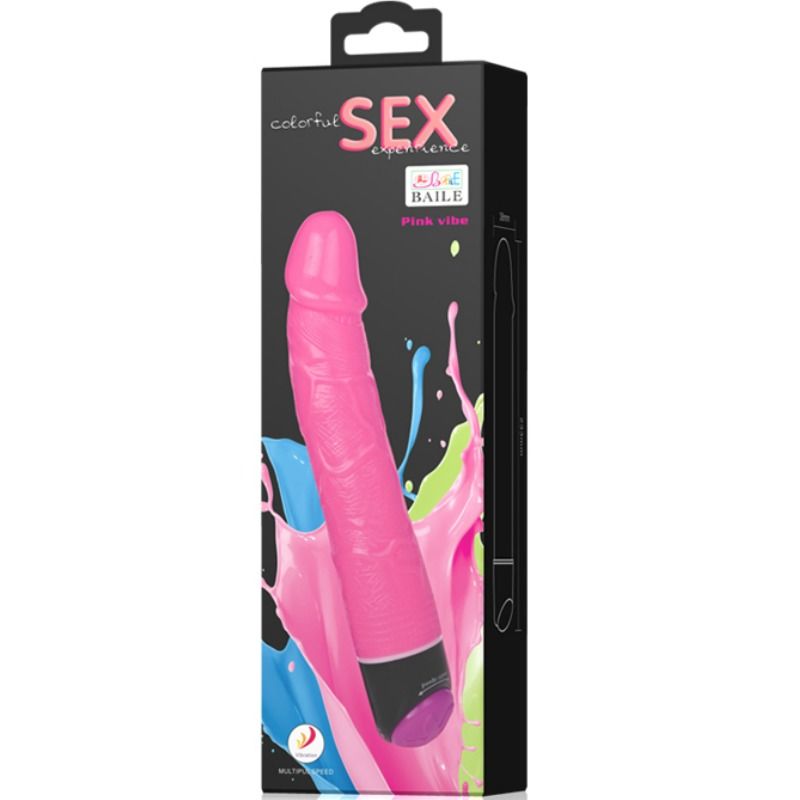 BAILE - COLORFUL SEX REALISTIC VIBRATOR PINK 23 CM - Amore24
