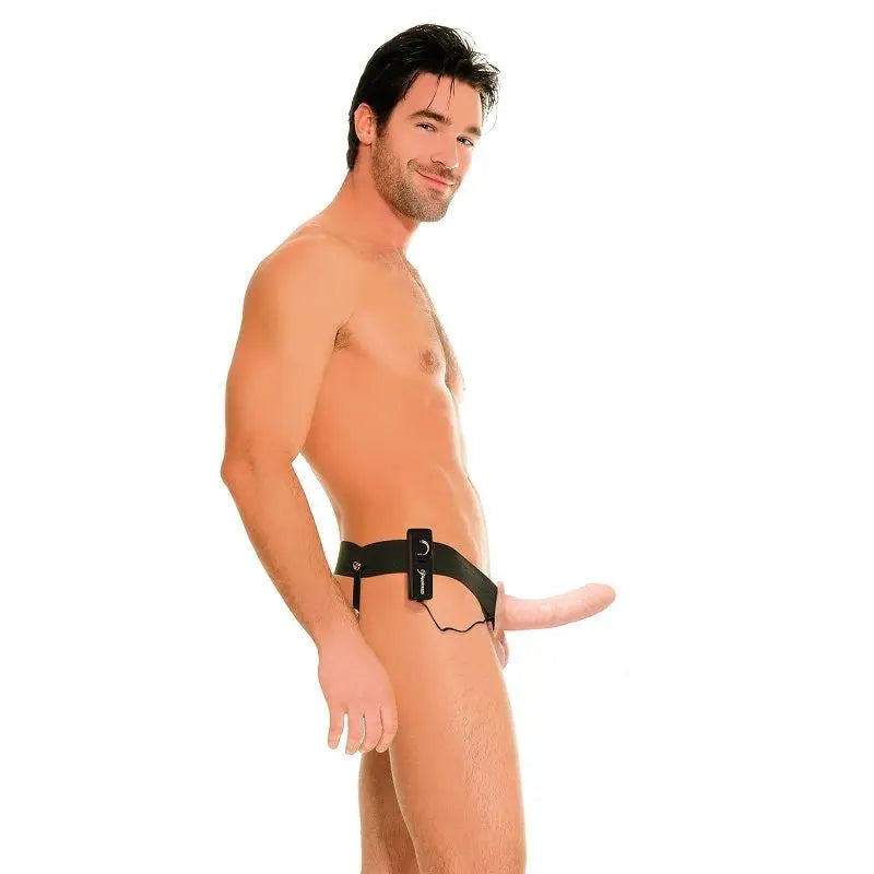 FETISH FANTASY SERIES - HOLLOW VIBRATOR HARNESS FOR HIM AND HER NATURAL 14CM - Amore24