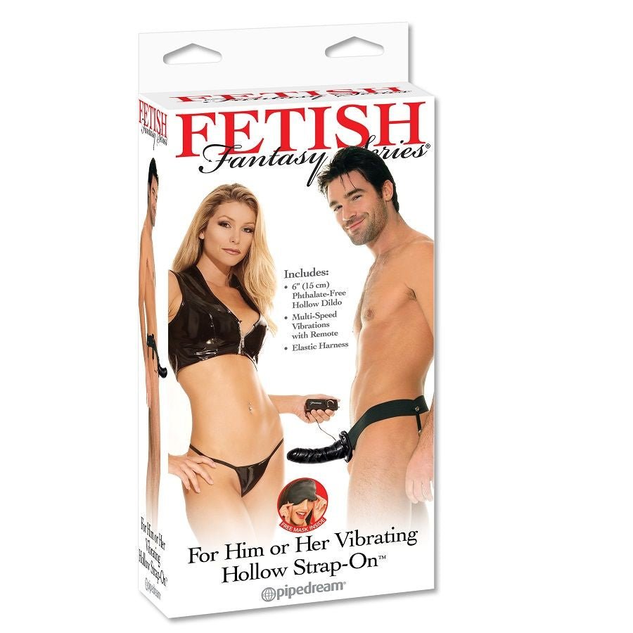 FETISH FANTASY SERIES - VIBRATING HOLLOW STRAP - ON FOR HER OR HIM BLACK - Amore24