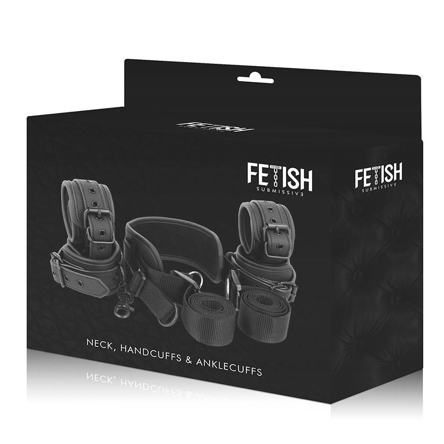 FETISH SUBMISSIVE - MASTER POSITION WITH 4 NOPRENE-LINED HANDCUFFS - Amore24