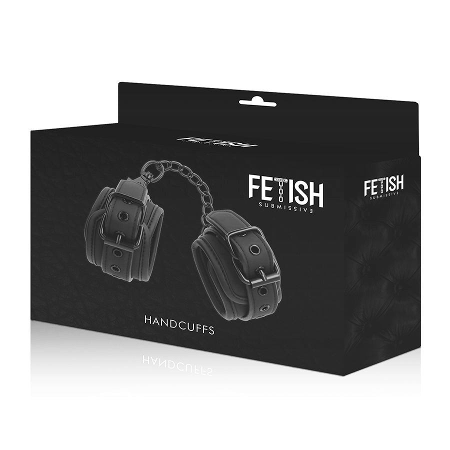 FETISH SUBMISSIVE - VEGAN LEATHER HANDCUFFS WITH NOPRENE LINING - Amore24