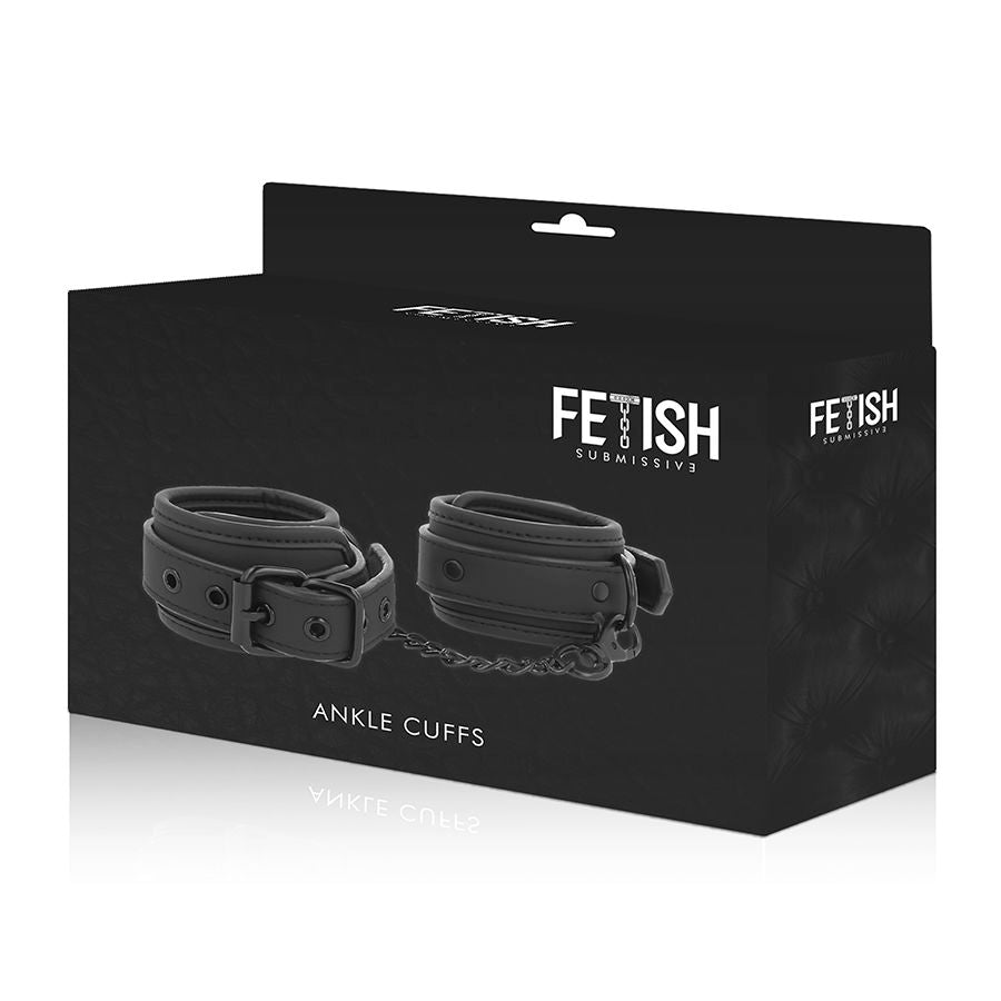FETISH SUBMISSIVE - VEGAN LEATHER ANKLE CUFFS WITH NOPRENE LINING - Amore24