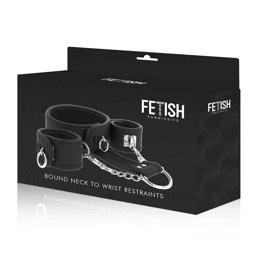 FETISH SUBMISSIVE - VEGAN LEATHER NECKLACE AND HANDCUFFS WITH NOPRENE LINING - Amore24