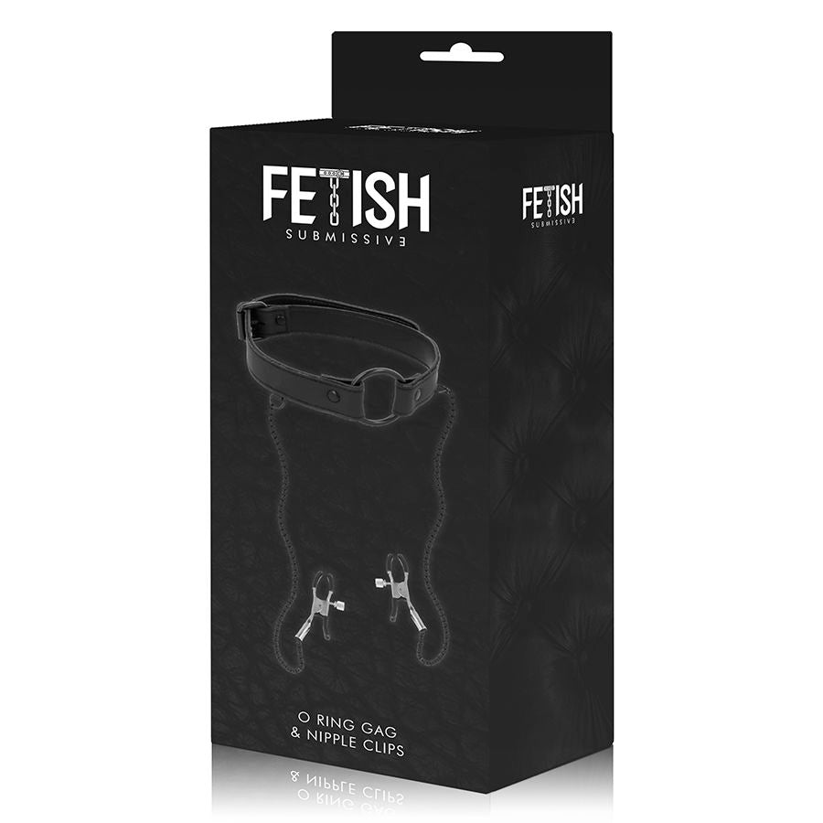 FETISH SUBMISSIVE - GAG RING WITH NIPPLE CLAMPS - Amore24