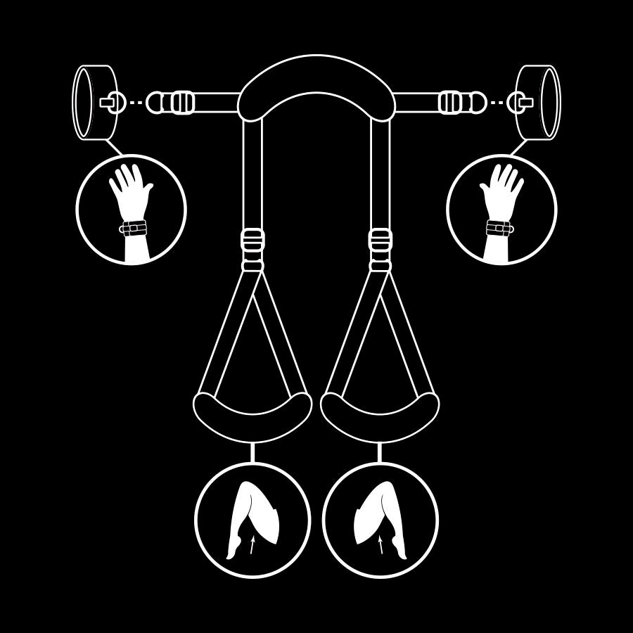 FETISH SUBMISSIVE - OPEN LEGS POSITION WITH NOPRENE LINING HANDCUFFS - Amore24
