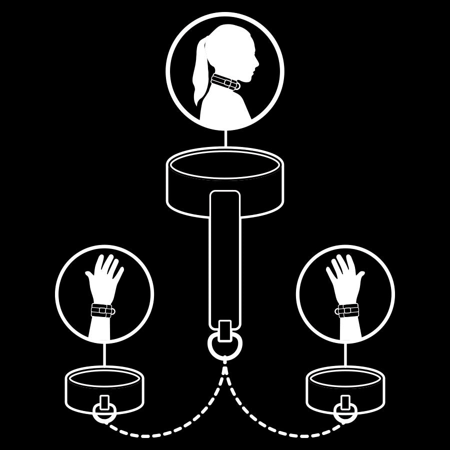 FETISH SUBMISSIVE - VEGAN LEATHER NECKLACE AND HANDCUFFS WITH NOPRENE LINING - Amore24