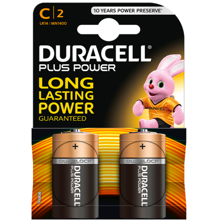 DURACELL - PLUS POWER BATTERY C LR14 2 UNITS - Amore24