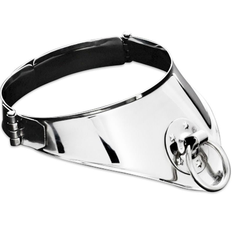 METAL HARD - RESTRAINT COLLAR WITH RING AND PADLOCK 12.5 CM - Amore24