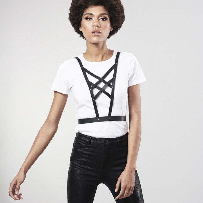 BIJOUX - INDISCRETS MAZE CROSSED HARNESS WITH NECKLINE BLACK - Amore24