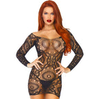 LEG AVENUE - LACE LONG SLEEVED MINI DRESS ONE SIZE - Amore24