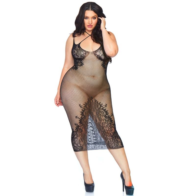 LEG AVENUE - DUAL STRAP HALTER DRESS 1X-2X - Amore24