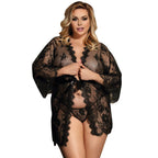 SUBBLIME - QUEEN PLUS LACE PEIGNOIR FLARED SLEEVES - Amore24