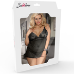 SUBBLIME - QUEEN PLUS DRESS-TOP AND THONG SET BLACK - Amore24