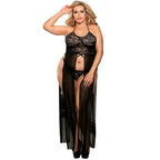 SUBBLIME - QUEEN PLUS DRESS-TOP AND THONG SET BLACK - Amore24