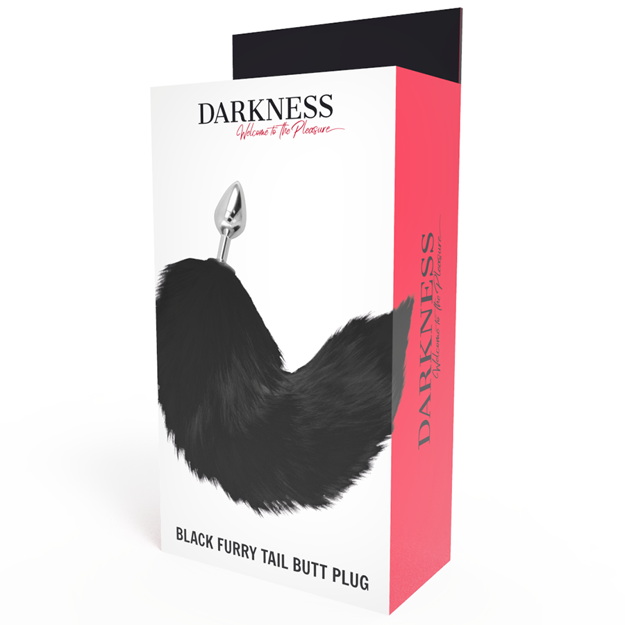 DARKNESS - SILVER ANAL PLUG 8 CM WITH BLACK TAIL - Amore24