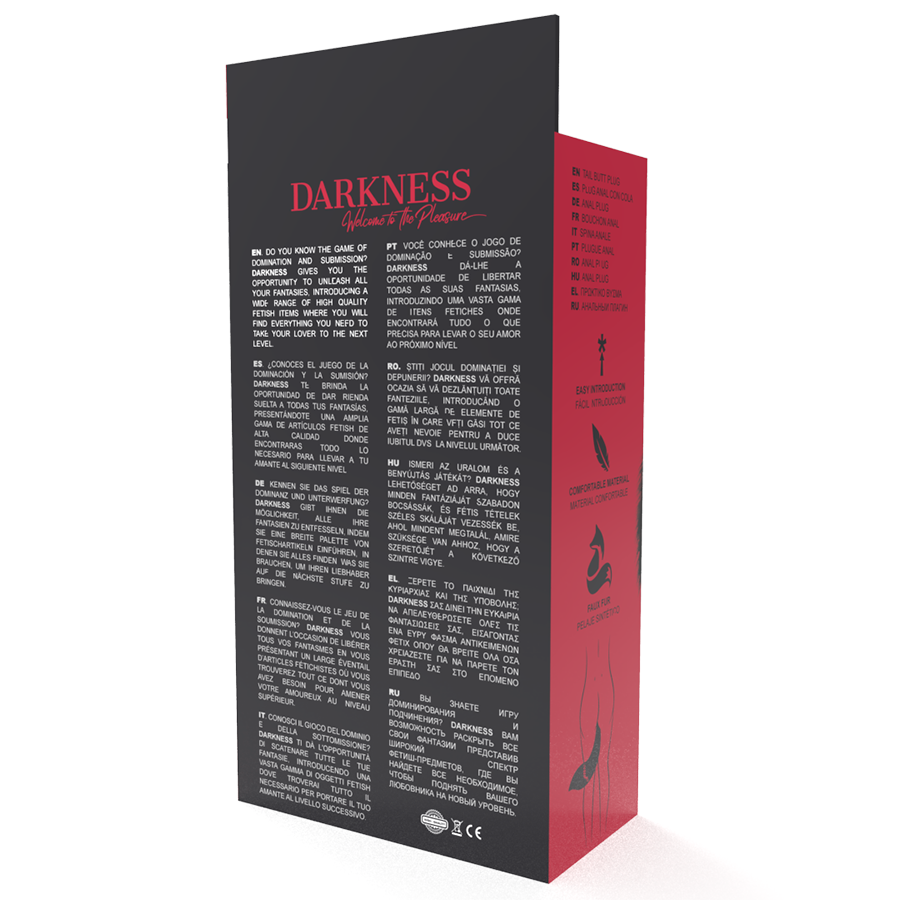 DARKNESS - SILVER ANAL PLUG 8 CM WITH BLACK TAIL - Amore24