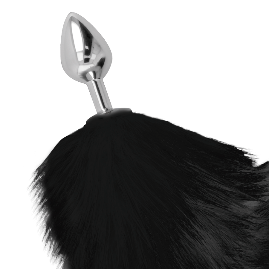 DARKNESS - SILVER ANAL PLUG 8 CM WITH BLACK TAIL - Amore24