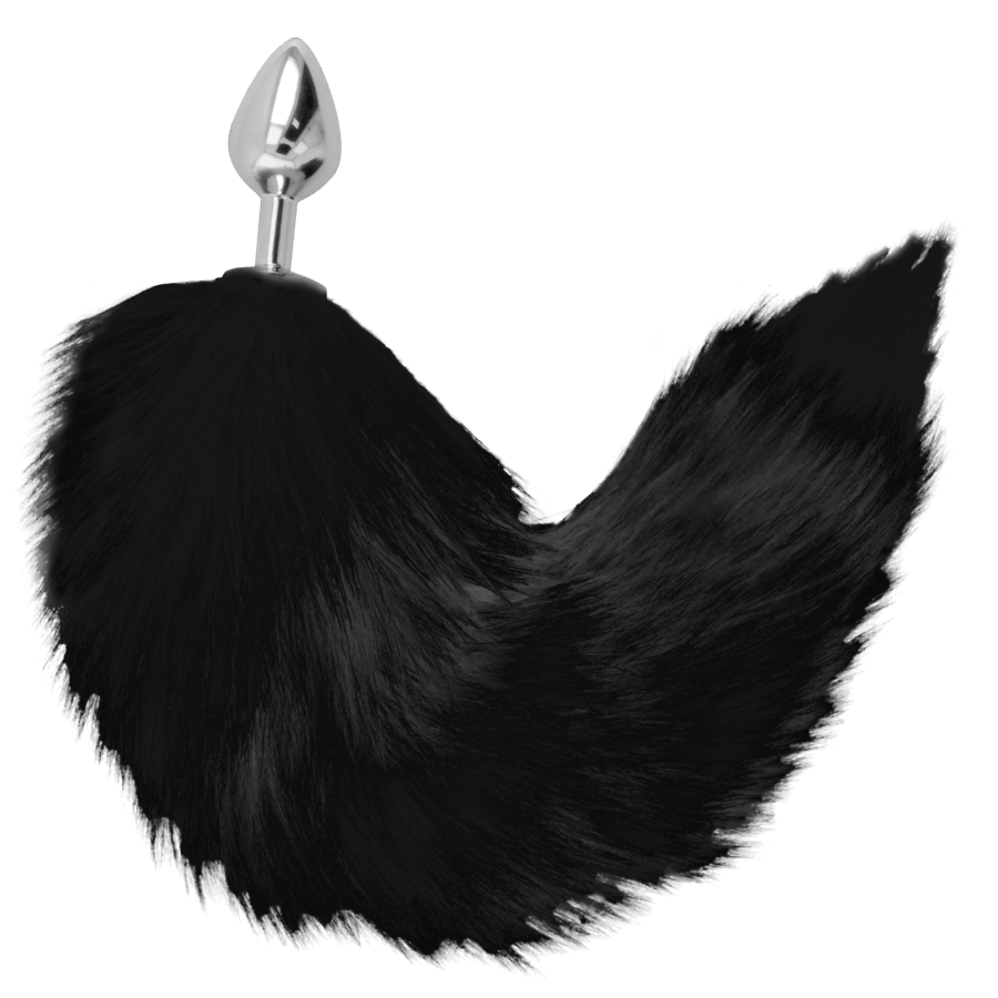 DARKNESS - SILVER ANAL PLUG 8 CM WITH BLACK TAIL - Amore24