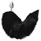 DARKNESS - SILVER ANAL PLUG 8 CM WITH BLACK TAIL - Amore24