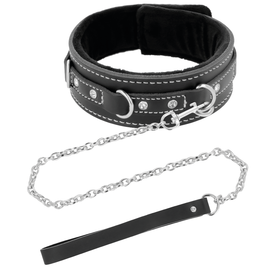 DARKNESS - HIGH QUALITY LEATHER NECKLACE WITH LEASH - Amore24