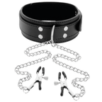DARKNESS - COLLAR WITH NIPPLE CLAMPS BLACK - Amore24