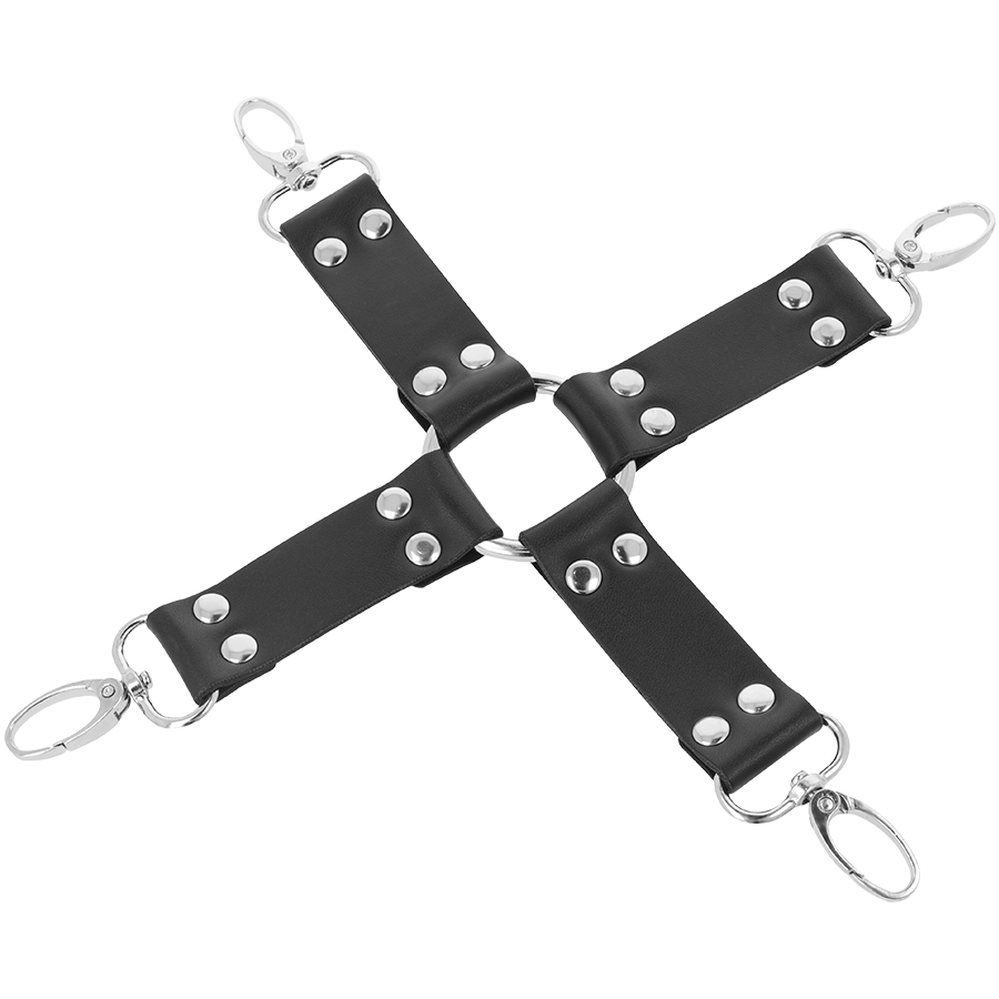 DARKNESS - LEATHER HANDCUFFS FOR FOOT AND HANDS BLACK - Amore24